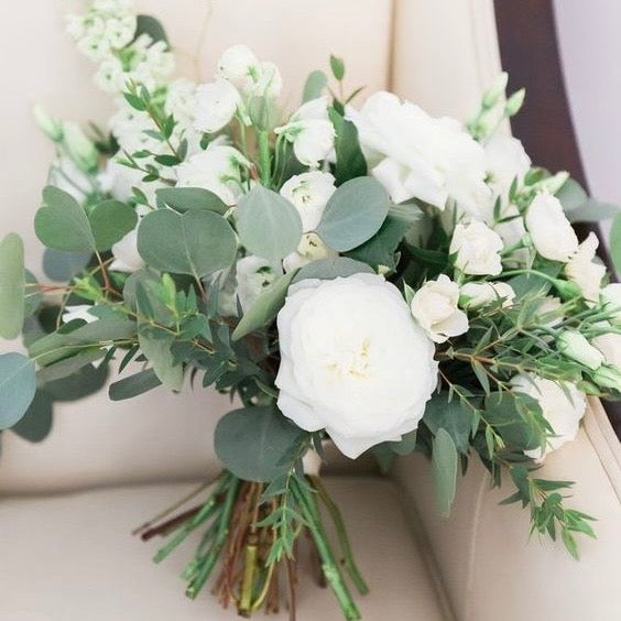 White Flowers- Eucalyptus Greenery
