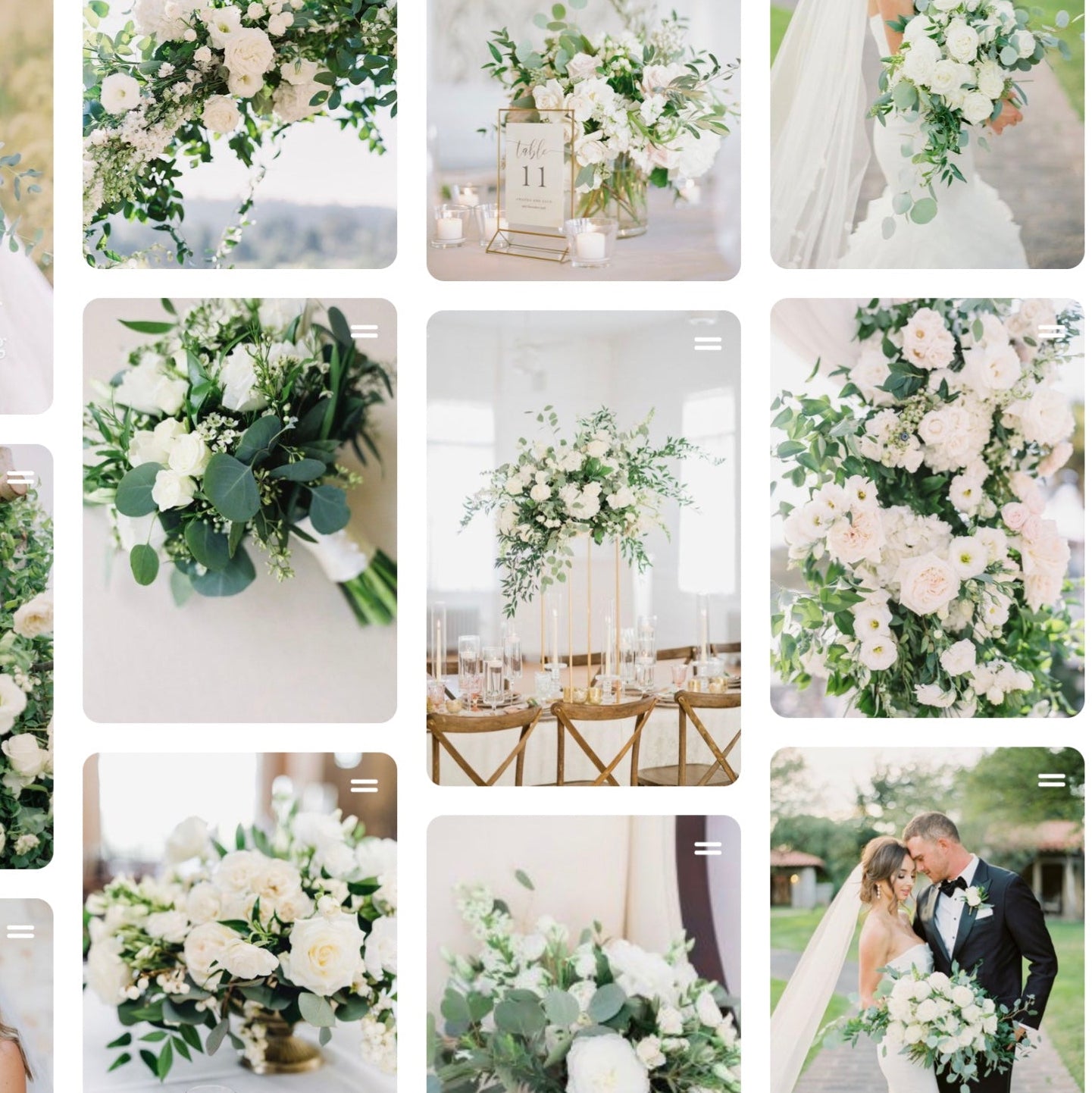 White Flowers- Eucalyptus Greenery