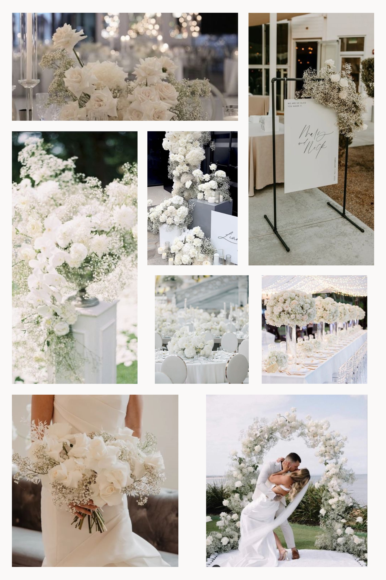 Roses and Baby’s Breath Wedding Flowers