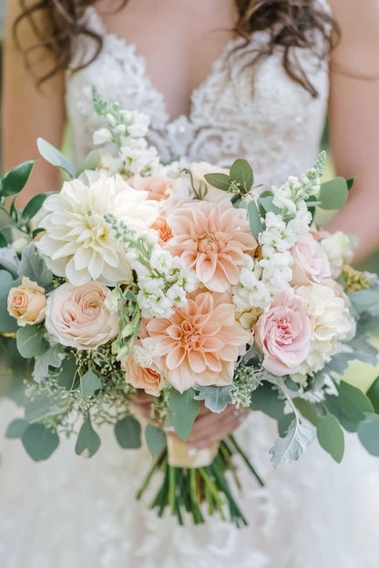 Peach, White and Blush Wedding Flowers