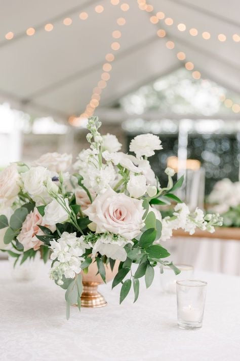 White and Blush with Greenery