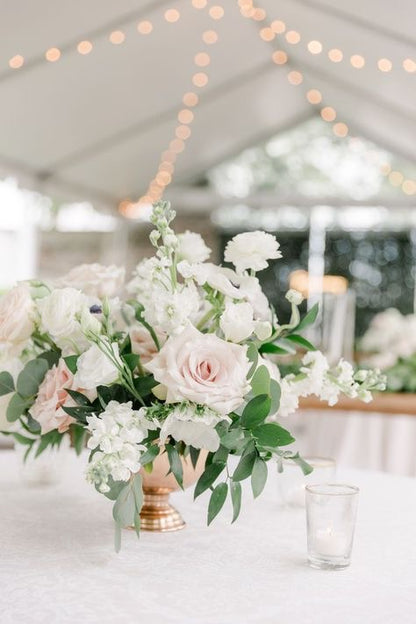 White and Blush with Greenery