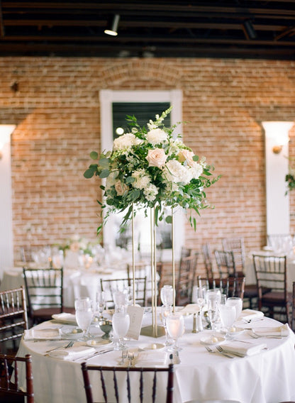 White and Blush with Greenery