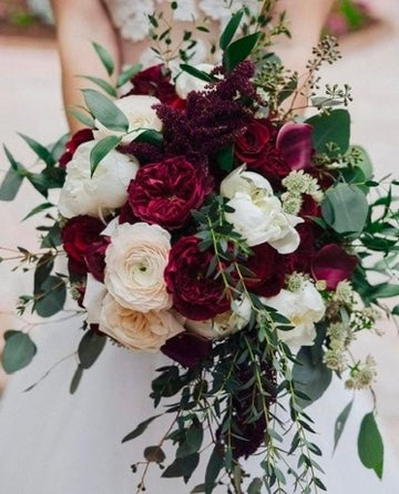 White and Burgundy Wedding Flowers