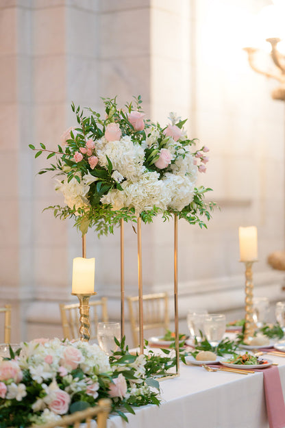 White and Blush with Greenery