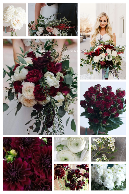 White and Burgundy Wedding Flowers
