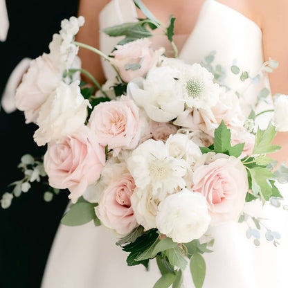 White and Blush with Greenery