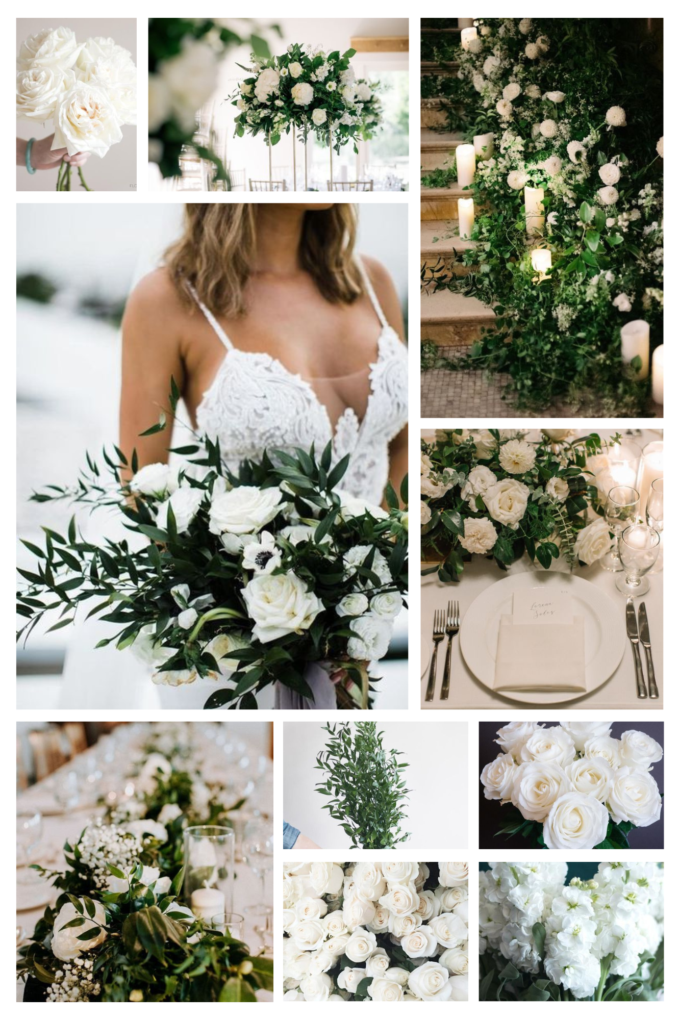 White Flowers- Darker Greenery