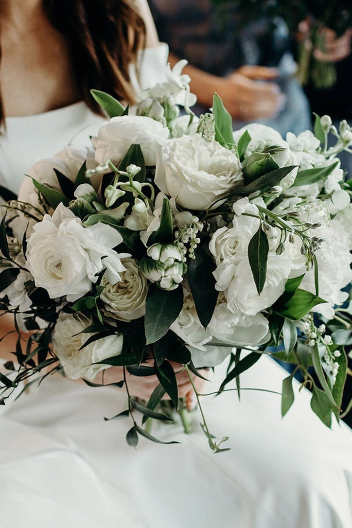 White Flowers- Darker Greenery