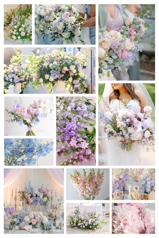 Blue, Purple, and Pink Wedding Flowers