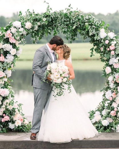 White and Blush with Greenery