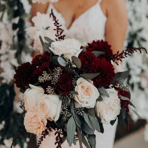 White and Burgundy Wedding Flowers