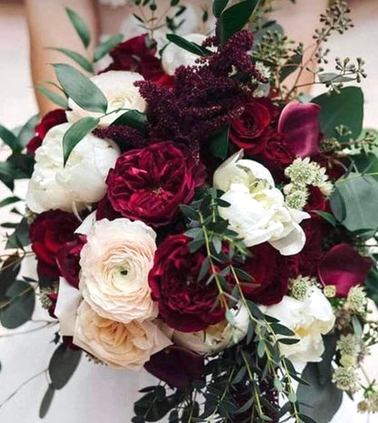 White and Burgundy Wedding Flowers