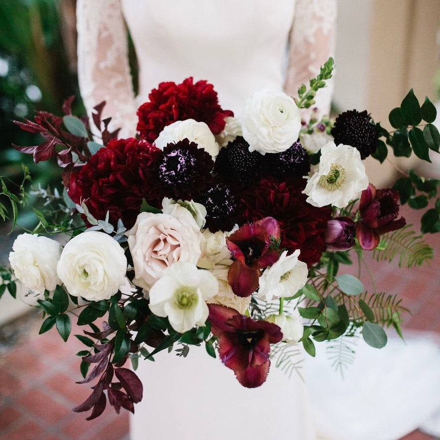White and Burgundy Wedding Flowers