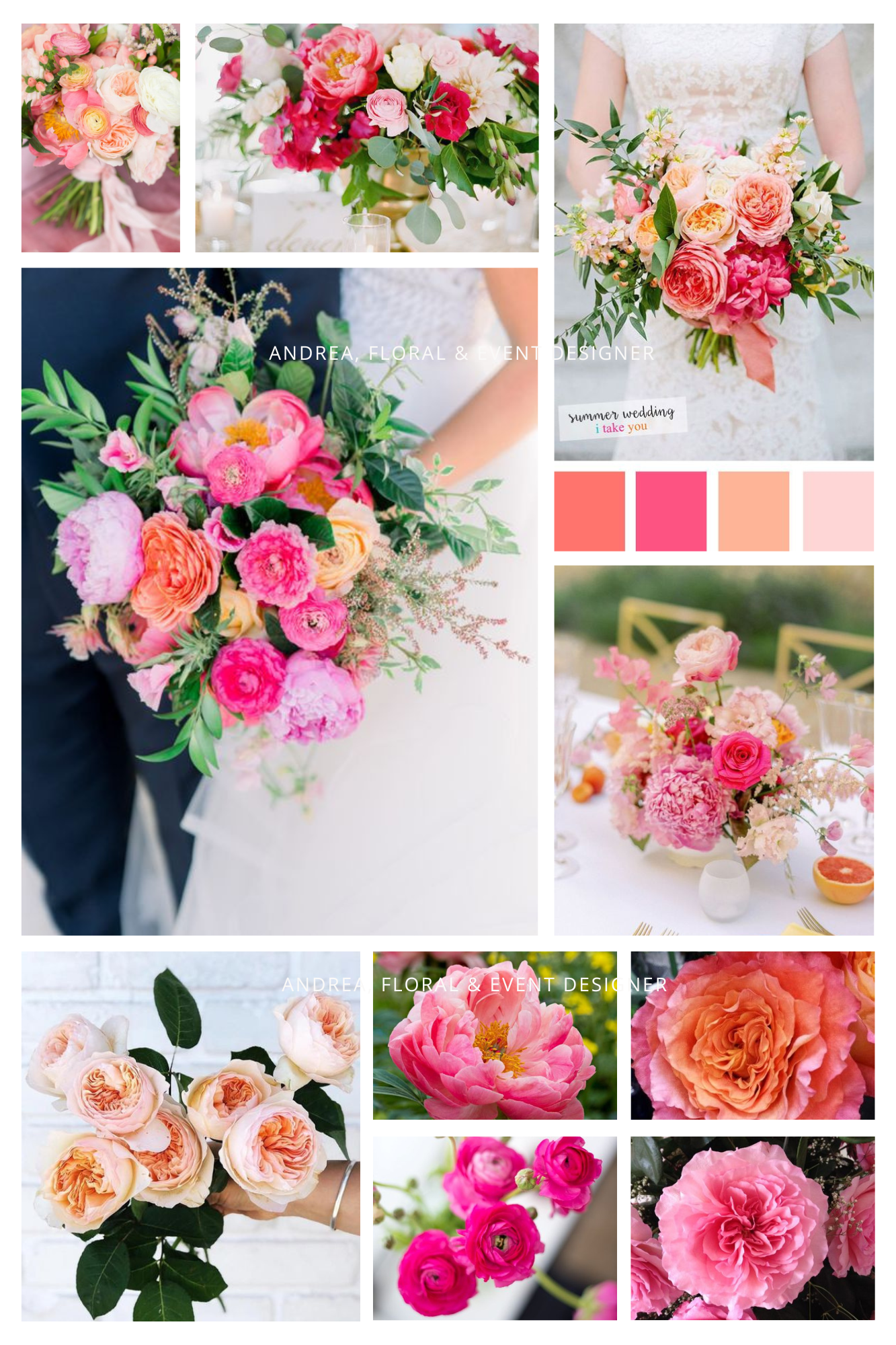 Pinks and Coral Wedding Flowers