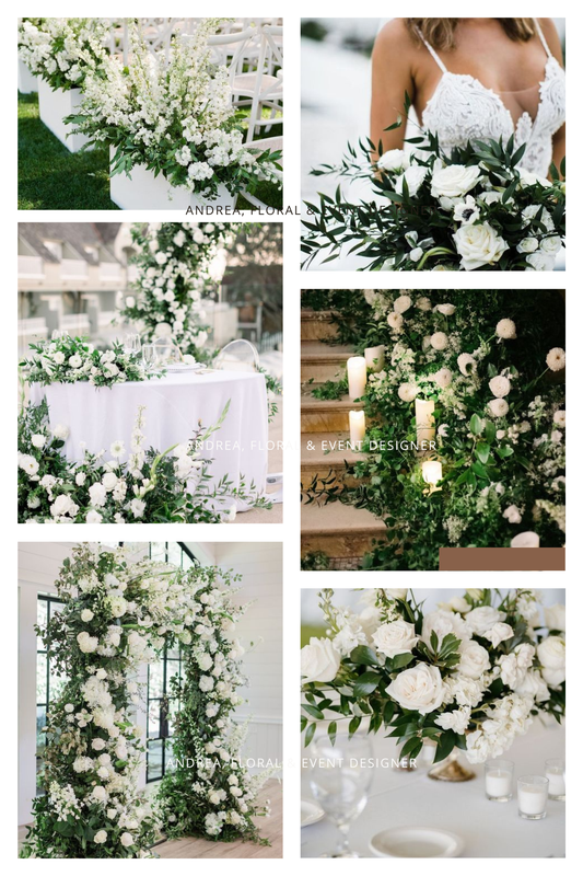 White Flowers- Darker Greenery