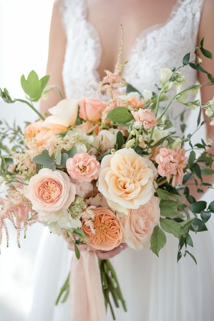 Peach, White and Blush Wedding Flowers