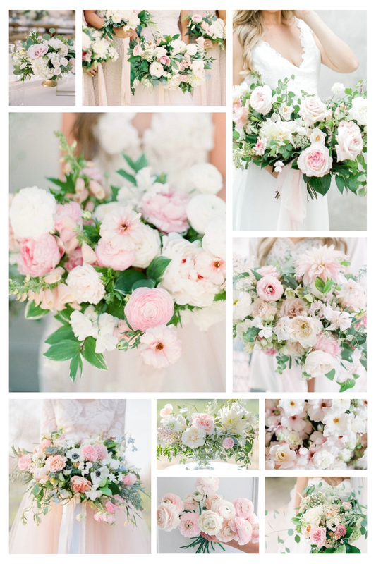 White and Blush with Greenery