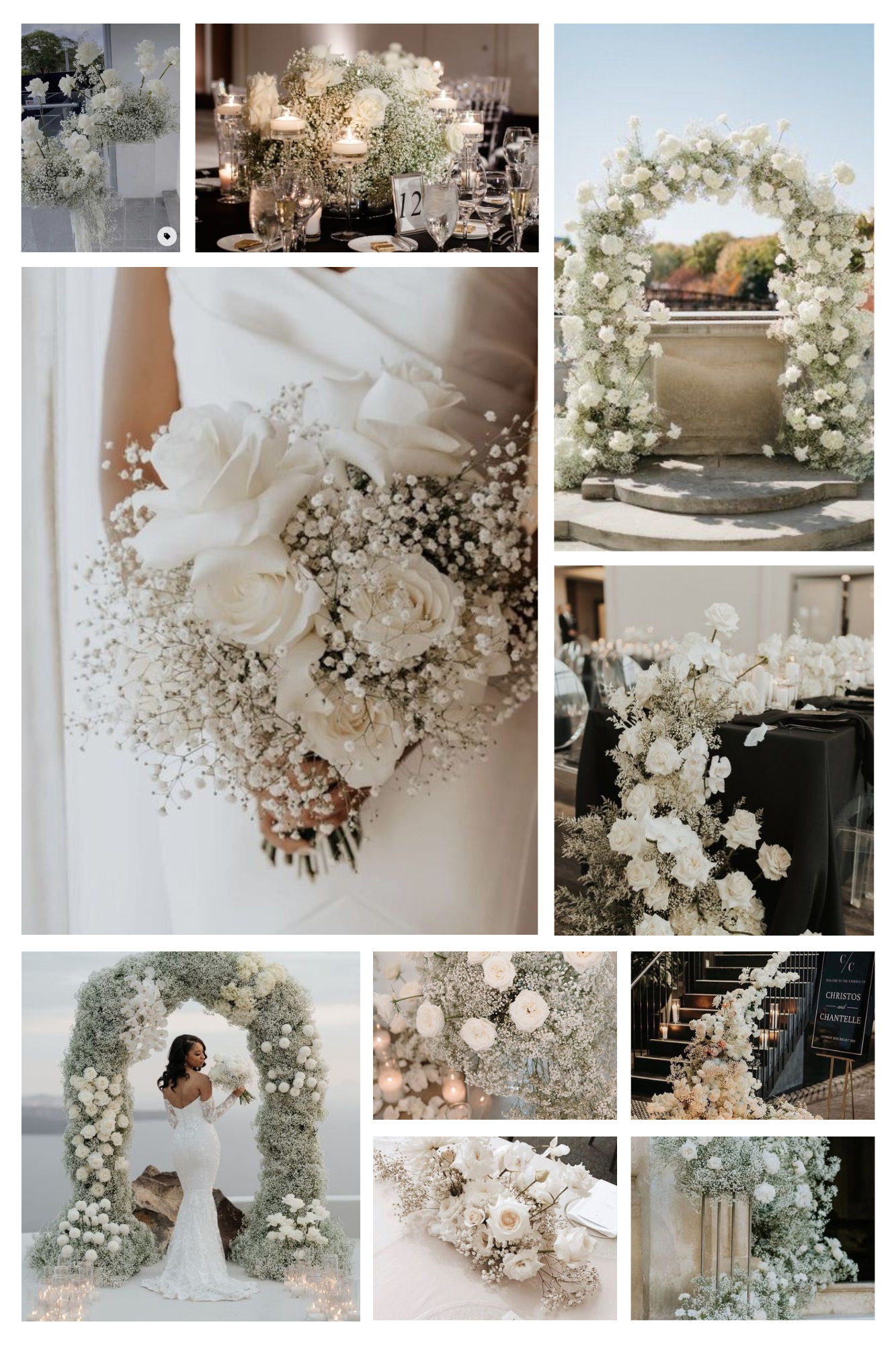 Roses and Baby’s Breath Wedding Flowers