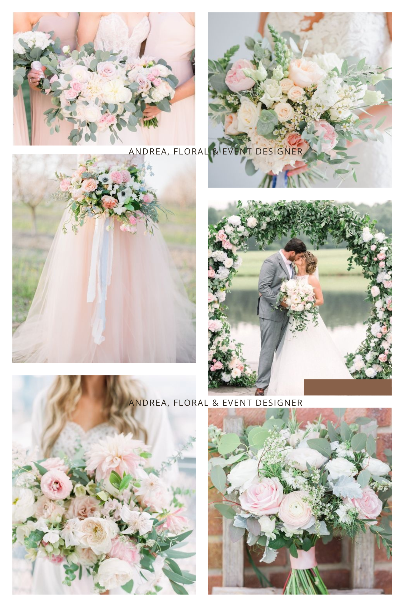 White and Blush with Greenery