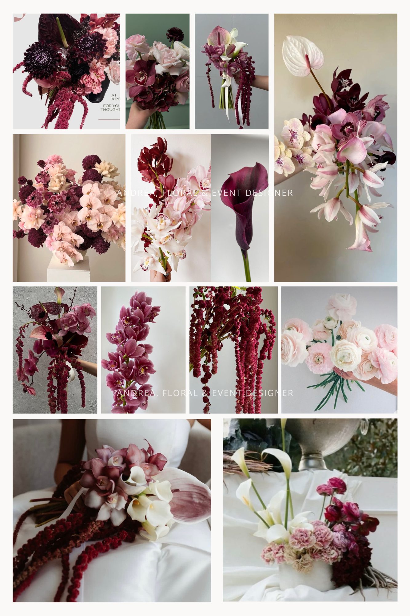 Modern Burgundy and Pink Wedding Flowers