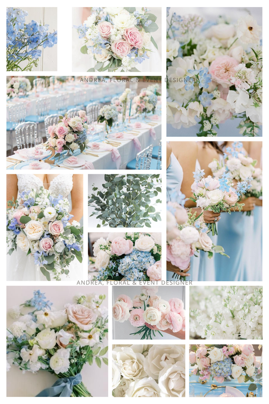 Blue, Blush, & White | Wedding Flowers