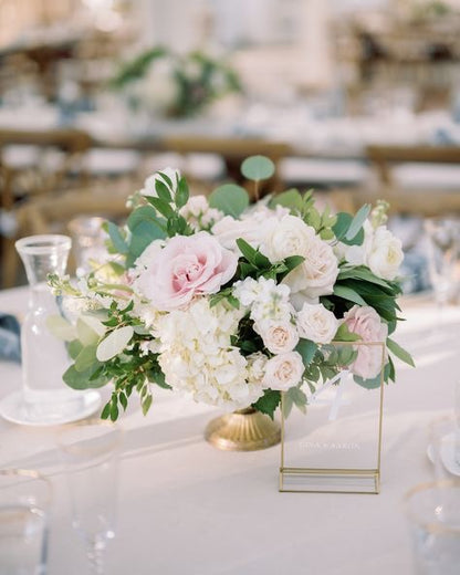 White and Blush with Greenery