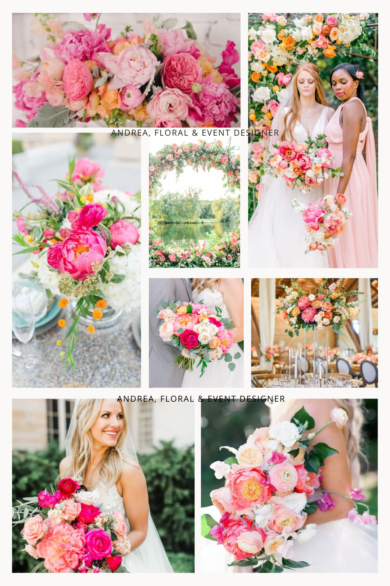 Pinks and Coral Wedding Flowers