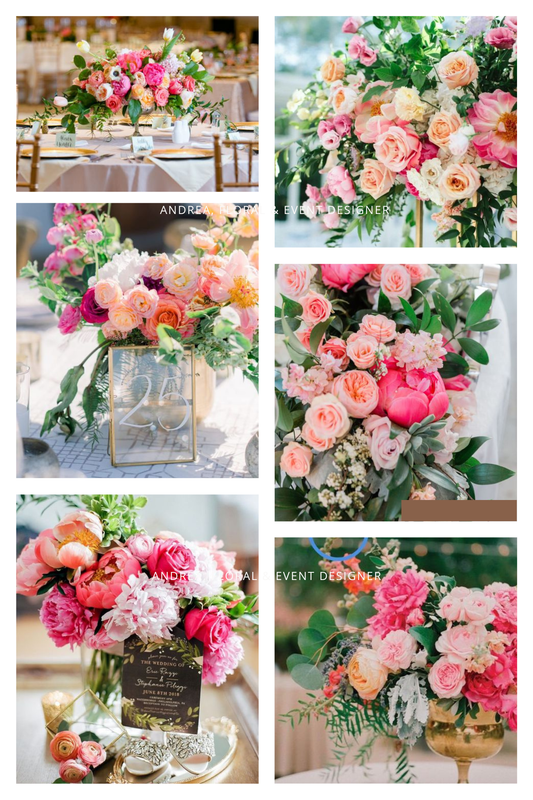 Pinks and Coral Wedding Flowers