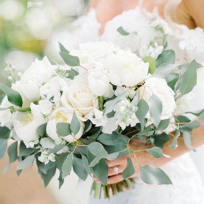 White Flowers- Eucalyptus Greenery