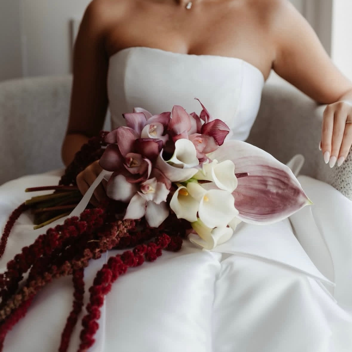 Modern Burgundy and Pink Wedding Flowers