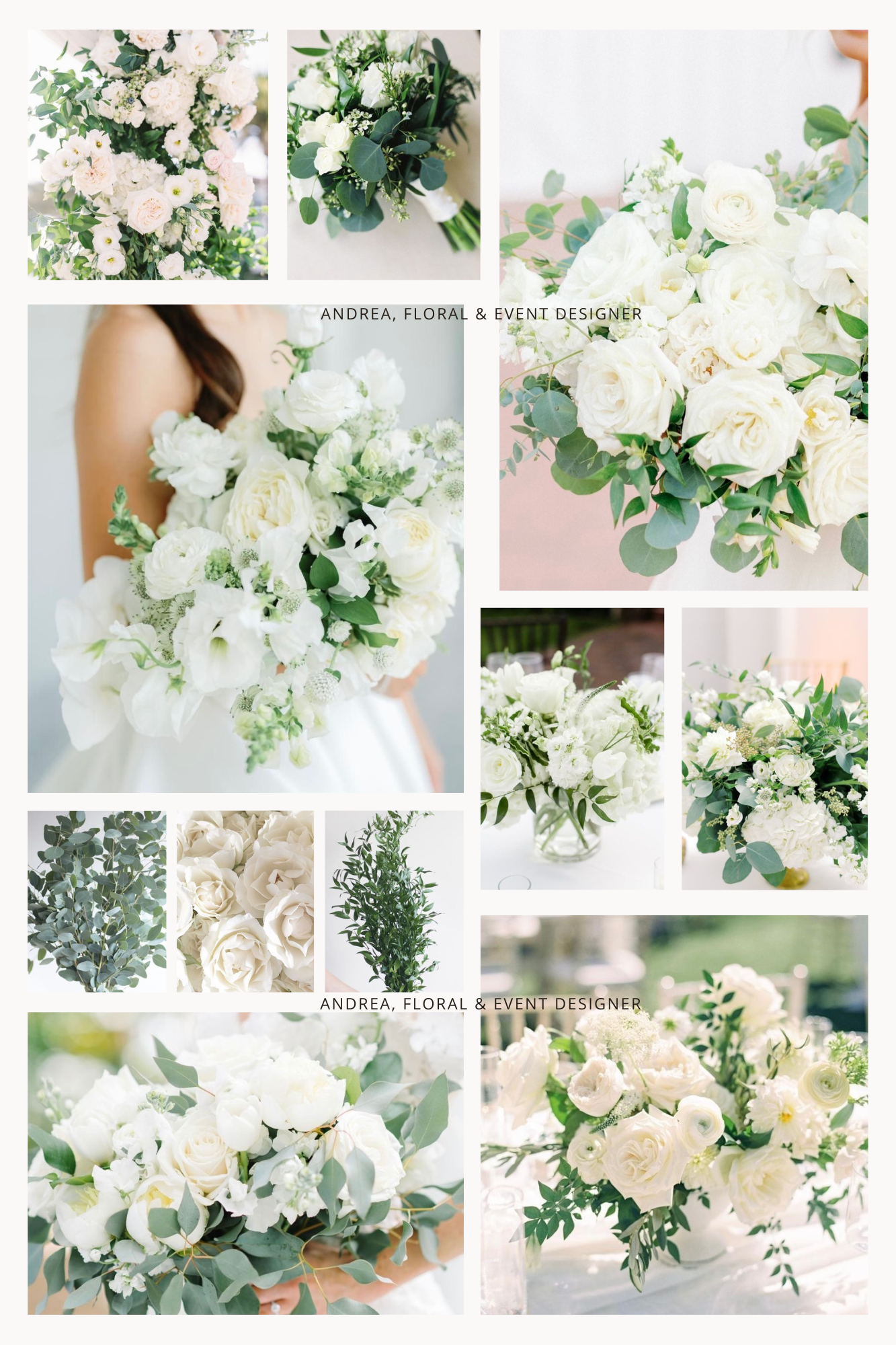 White Flowers- Eucalyptus Greenery