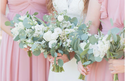 White Flowers- Eucalyptus Greenery