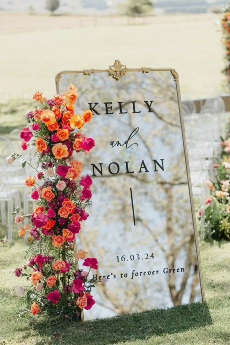 Bright Pink & Orange Flowers with Greenery