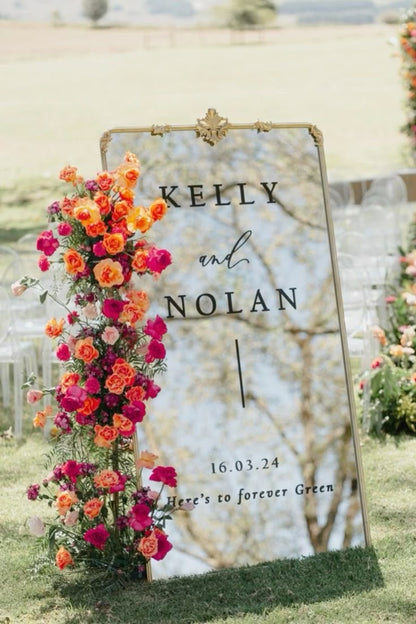 Bright Pink & Orange Flowers with Greenery