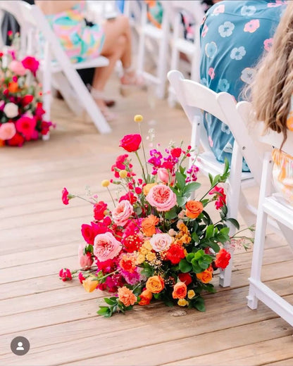 Bright Pink & Orange Flowers with Greenery