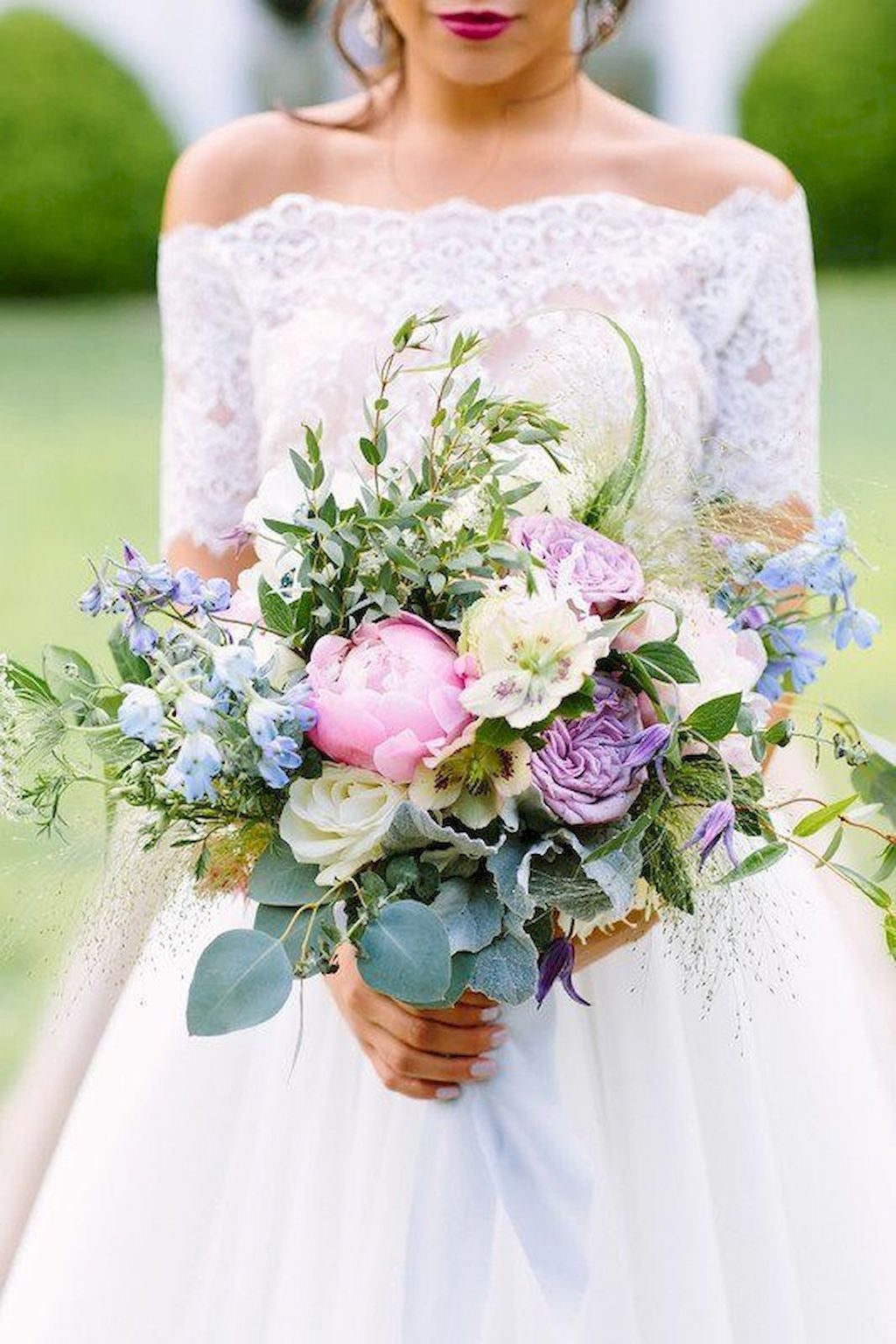 Blue, Purple, and Pink Wedding Flowers