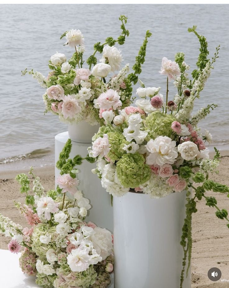 Whimsical Pink & Green Flowers with Greenery