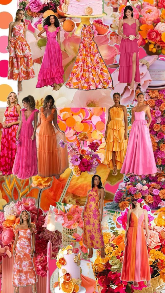 Bright Pink & Orange Flowers with Greenery