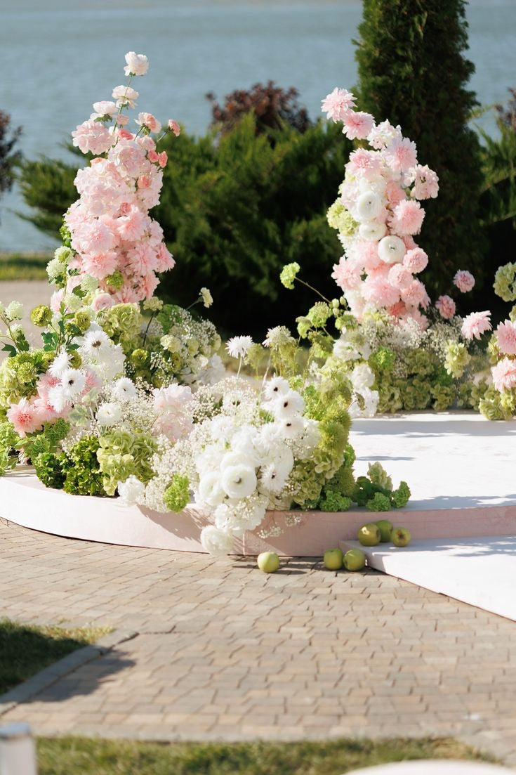 Whimsical Pink & Green Flowers with Greenery