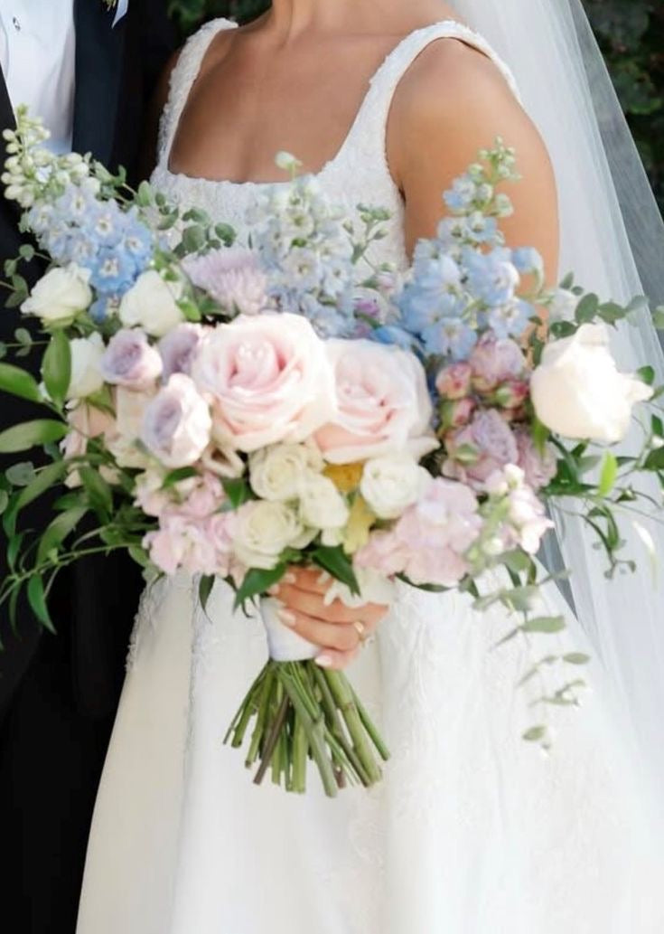 Blue, Purple, and Pink Wedding Flowers
