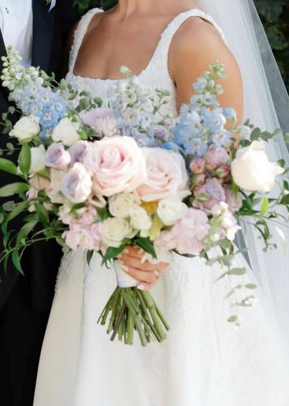 Blue, Purple, and Pink Wedding Flowers
