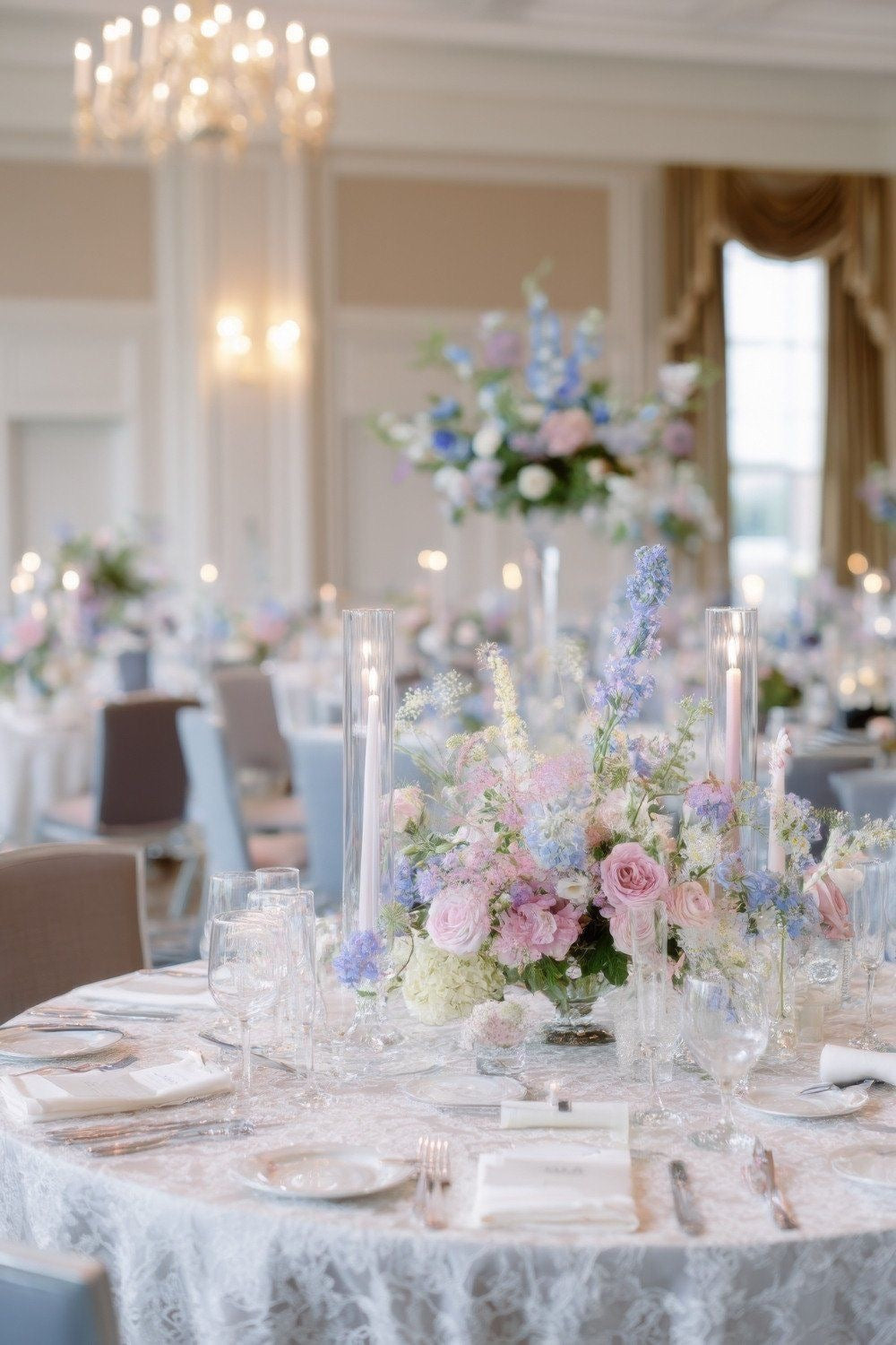Blue, Purple, and Pink Wedding Flowers