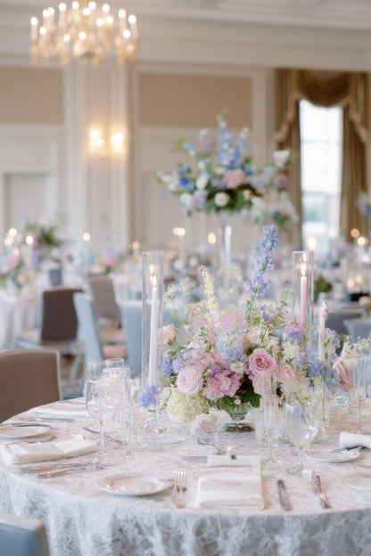 Blue, Purple, and Pink Wedding Flowers