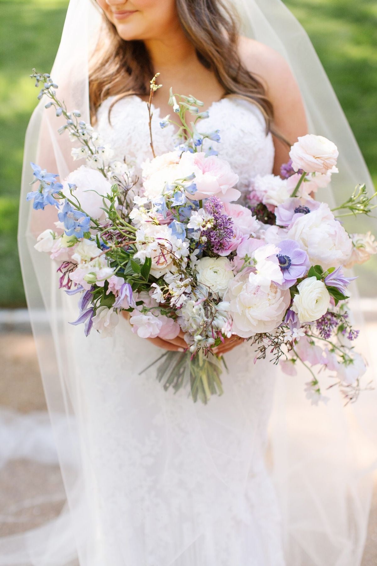 Blue, Purple, and Pink Wedding Flowers