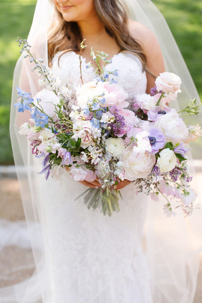 Blue, Purple, and Pink Wedding Flowers