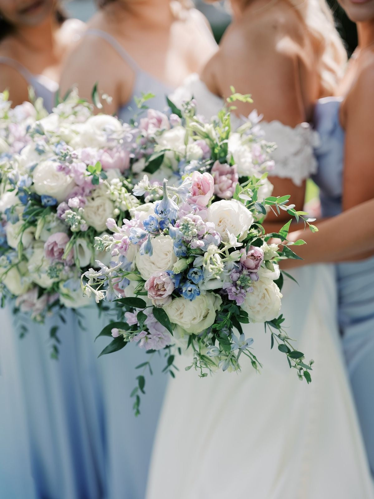 Blue, Purple, and Pink Wedding Flowers