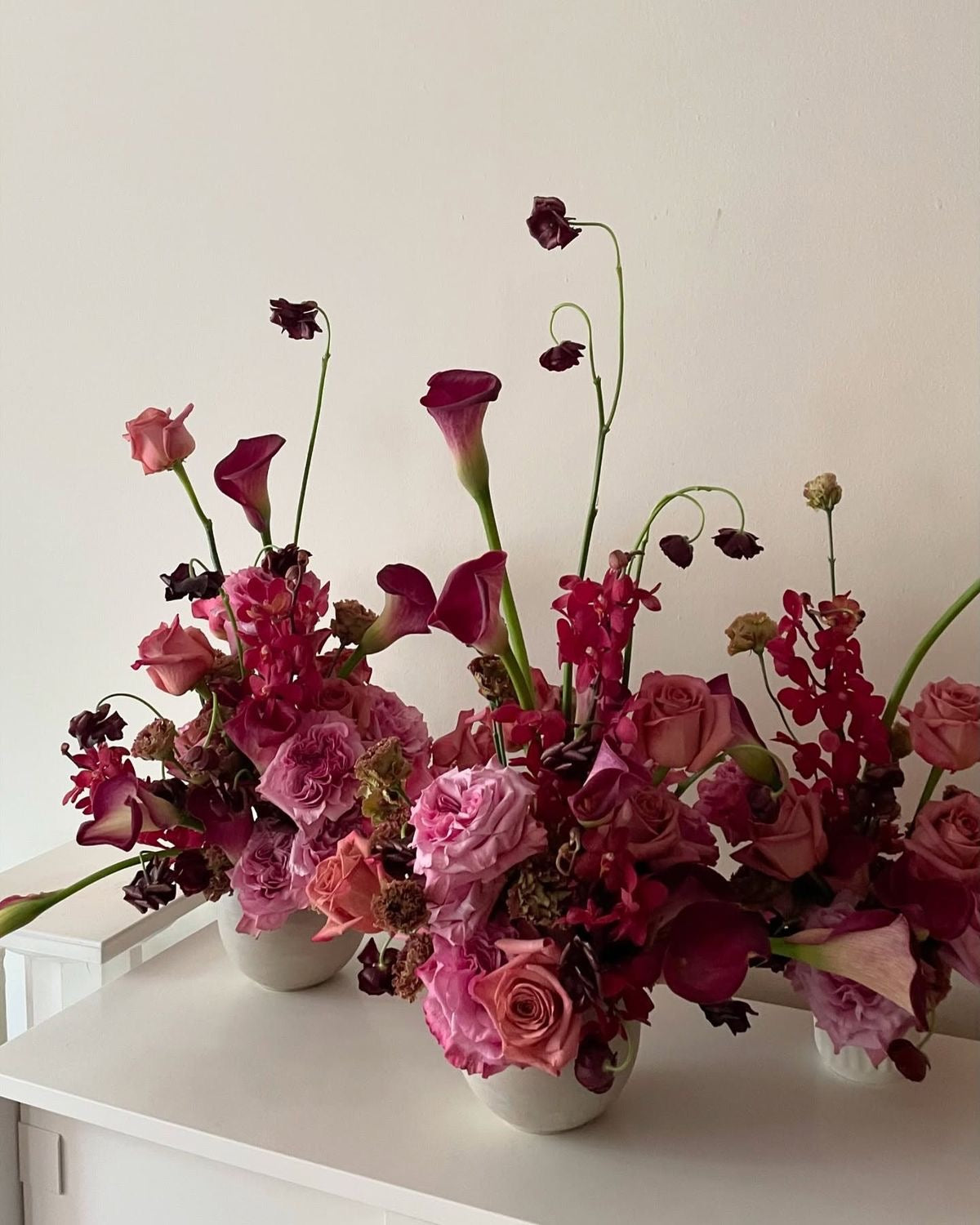 Modern Burgundy and Pink Wedding Flowers